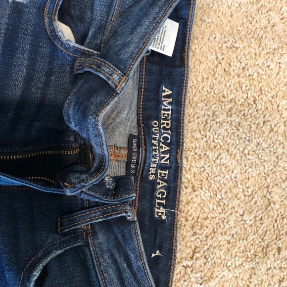 American Eagle Distressed Skinny Blue Jeans - Picture 2 of 3